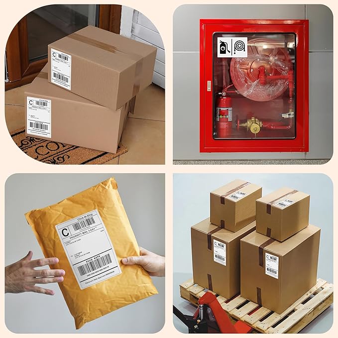 L LIKED 8000 Fanfold 4 x 6 Thermal Labels, with Perforated Line Shipping Labels, Compatible with Zebra & Rollo Printer, White, Commercial Grade