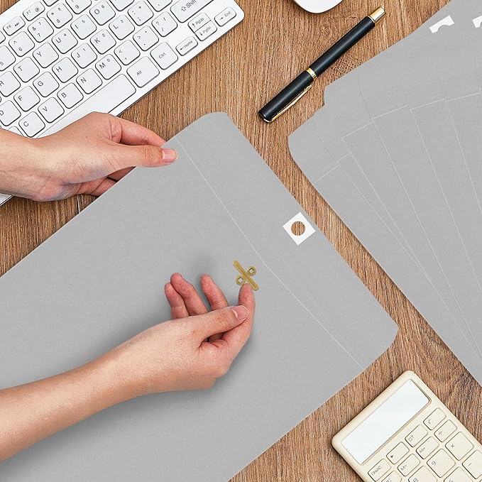Geyee 100 Pcs Clasp Manilla Envelopes 9 x 12 Inch Gummed Colored Envelopes for Storing or Mailing for Home Office Business Supplies(Grey)