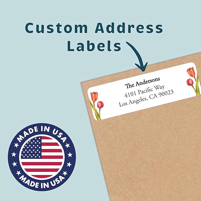 Return Address Labels - Personalized Flower Address Stickers on Sheets (50-1000 Labels)