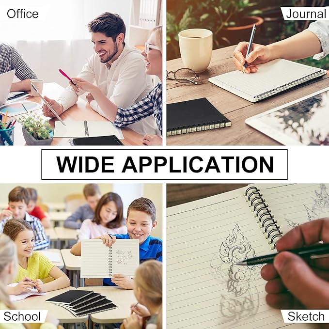 Yahenda Spiral Notebook Bulk A5 Journal Lined 8.3'' x 5.5'' Writing Composition Paper Small Notepad Subject Notebook for Students Office Business Back to School Supplies(Black,72 Pcs)
