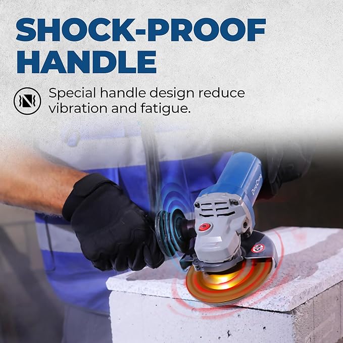 DongCheng 9.2 Amp Power Angle Grinders, 4-1/2 in., 11800RPM, Tool-Free Guard, Electric Metal Grinder Tool, Small Corded Angle Grinder, Paddle Switch, Shockproof Handle for Cutting, Grinding, Polishing