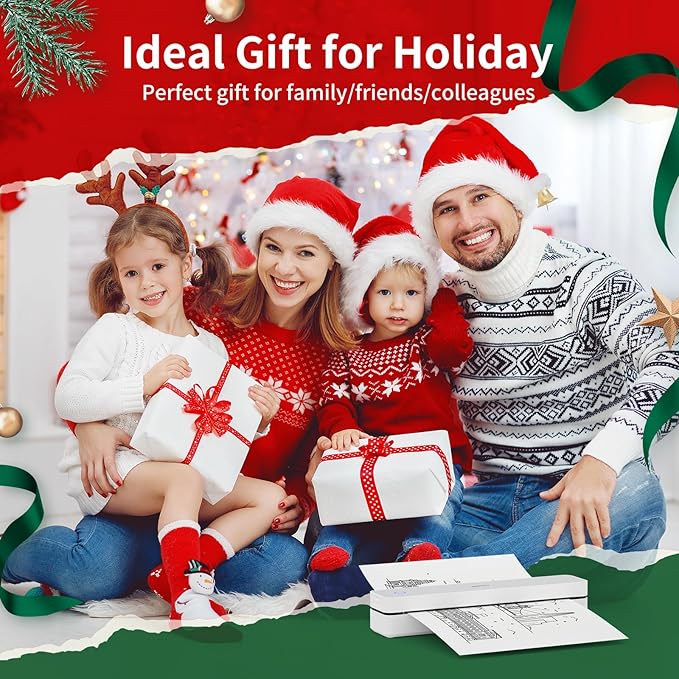 iDPRT Portable Thermal Printer,203DPI Wireless Bluetooth Small Printers for Travel,Office,Vehicles,Support 8.5" x 11" US Letter&A4 A5 Size, Compatible with Smartphone & Laptop