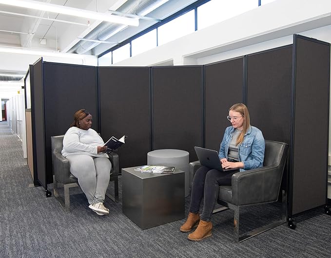 Versare Room Divider 360 Portable Wall Partition | Folding Panels | Large Freestanding Divider | Locking Wheels | Temporary Room Separator