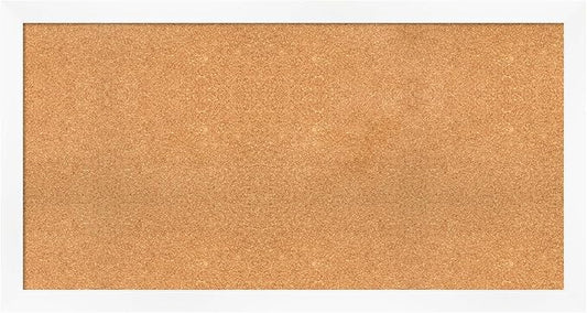 Amanti Art Natural Cork Board for Wall, 27x51 Vision Board with White Frame, Oversize Corkboard Office Decor for Home Organization, Modern Corkboard Pinboard to Display Items for Home Organization in