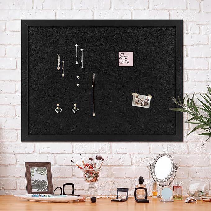 TORASO Cork Board Bulletin Board, 23.5" X 35.5" Cork Boards for Walls with Pins, Eye Bolts, gaskets, Screws, Pin Board for Office, School and Home (BK,60x90cm,2p