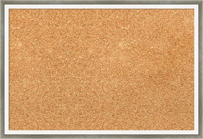 Amanti Art Natural Cork Board for Wall, 13x19 Vision Board with Silver Wood Frame, Small Corkboard Office Decor for Home Organization, Modern Corkboard Pinboard to Display Items for Home Organization
