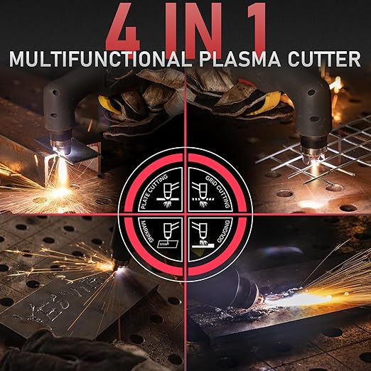 YESWELDER CUT-60DS PRO Plasma Cutter, 60Amp 110V/220V Non-High Frequency Non-Touch Pilot Arc 4-In-1 Plate Cutting/Grid Cutting/Gouging/Marking Multifunctional Plasma Cutting Machine