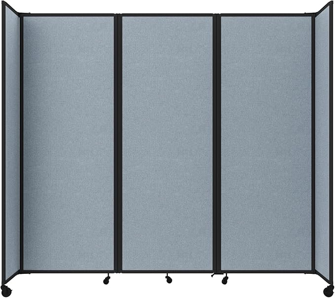 Versare Room Divider 360 Portable Wall Partition | Folding Panels | Large Freestanding Divider | Locking Wheels | Temporary Room Separator