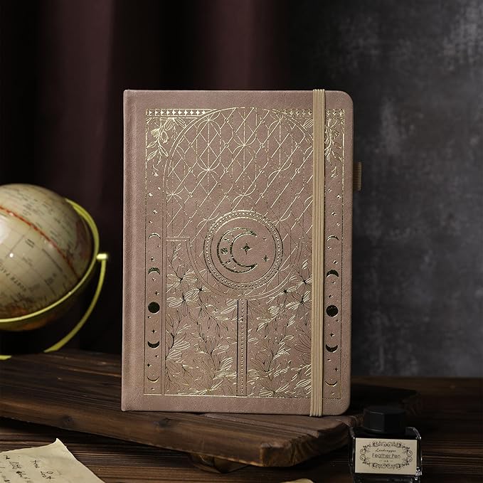 TIEFOSSI Bullet Dotted Journal Notebook, 160gsm 256 Numbered Thick Paper, A5 Hardcover Dotted Grid Diary for Women Men Work Writing, Bullet Dot Journaling, Drawing, 5.8 x 8.3 in