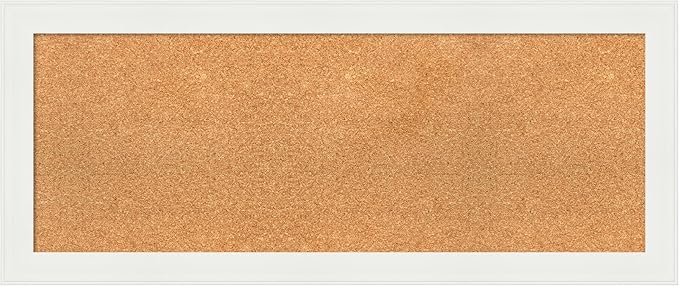 Amanti Art Natural Cork Board for Wall, 17x41 Vision Board with White Frame, Medium Corkboard Office Decor for Home Organization, Casual Corkboard Pinboard to Display Items for Home Organization in