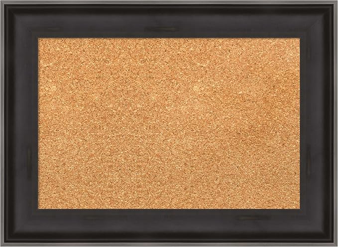 Amanti Art Natural Cork Board for Wall, 16x22 Vision Board with Black Wood Frame, Small Corkboard Office Decor for Home Organization, Casual Corkboard Pinboard to Display Items for Home Organization
