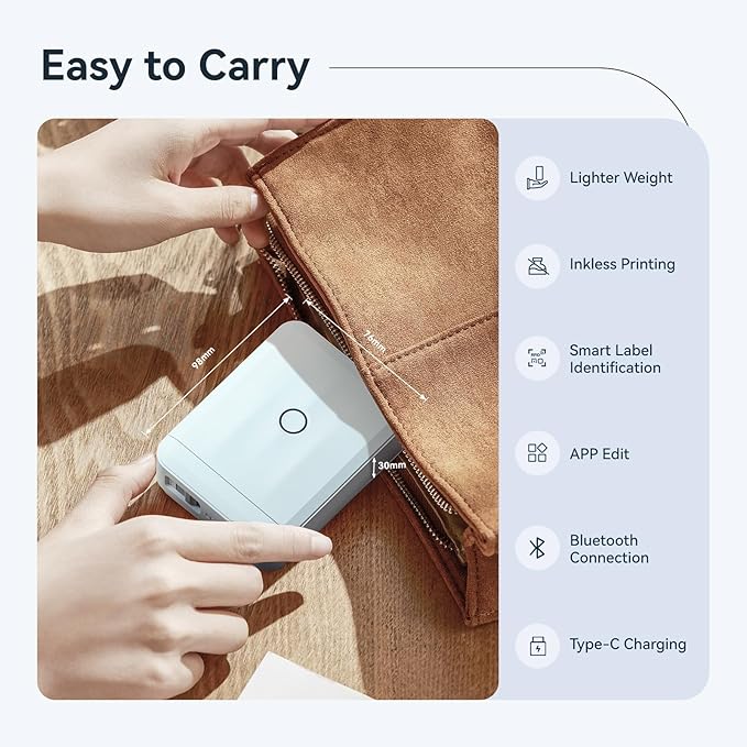 NIIMBOT D110 Upgraded Version Mini Label Maker Machine with Tape, Portable Bluetooth Thermal Printer, Sticker Labeler with Multiple Templates for Office Organization Home Kitchen School, Blue