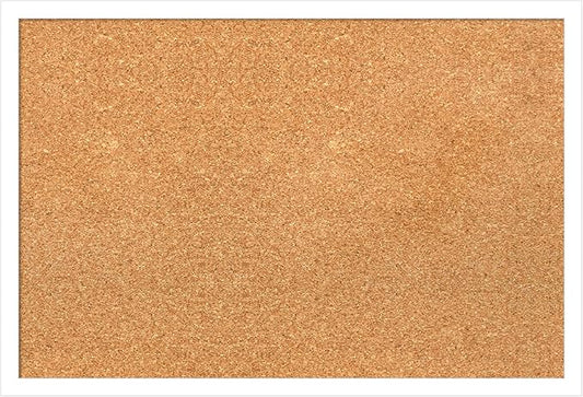 Amanti Art Natural Cork Board for Wall, 17x25 Vision Board with White Frame, Medium Corkboard Office Decor for Home Organization, Modern Corkboard Pinboard to Display Items for Home Organization in