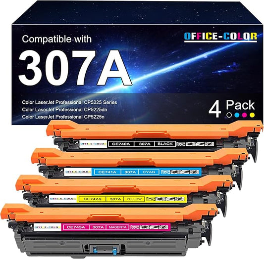 307A Toner Cartridge 4 Pack Replacement for HP 307A Works with HP Color Professional CP5225 CP5225n CP5225dn Printer Toner (Black Cyan Magenta Yellow)