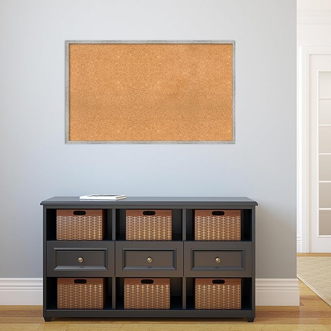Amanti Art Natural Cork Board for Wall, 25x41 Vision Board with White Frame, Large Corkboard Office Decor for Home Organization, Cottage Corkboard Pinboard to Display Items for Home Organization in