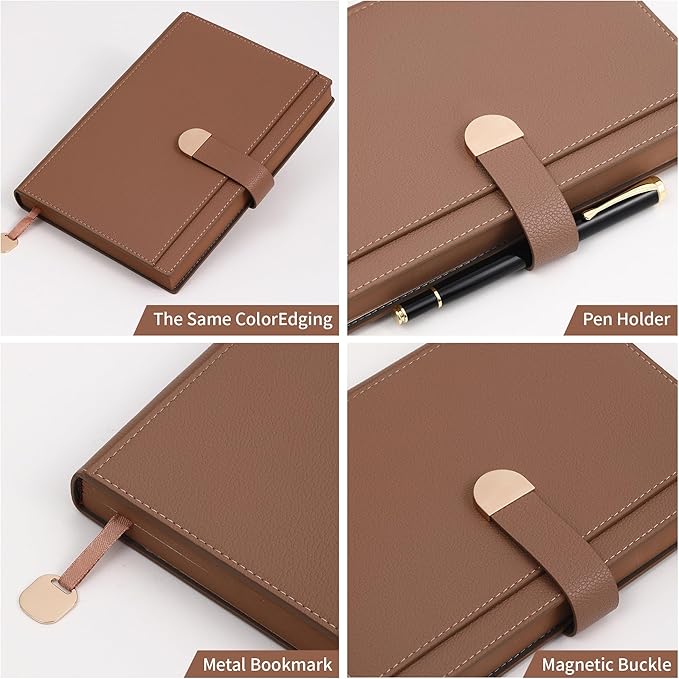 Textured Hardcover Lined Journal for Women Men Magnetic Buckle A5 Leather Journal Notebook with Gift Box 300 Pages 67 lb./100 gsm Paper College Ruled Journaling Notebook for Writing Work School Daily Diary