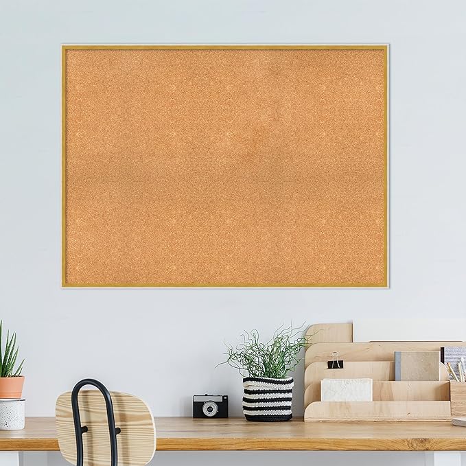 Amanti Art Natural Cork Board for Wall, 35x47 Vision Board with White Frame, Oversize Corkboard Office Decor for Home Organization, Modern Corkboard Pinboard to Display Items for Home Organization in