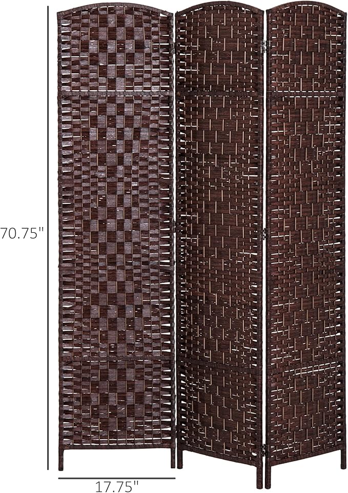 NicBex Room Divider 3 Panel Room Dividers with Wicker Weave Design Partition Room Dividers and Folding Privacy Screens 6 FT Wall Divider for Office, Room Separation,53.25"W x 0.75"D x 70.75"H, Brown