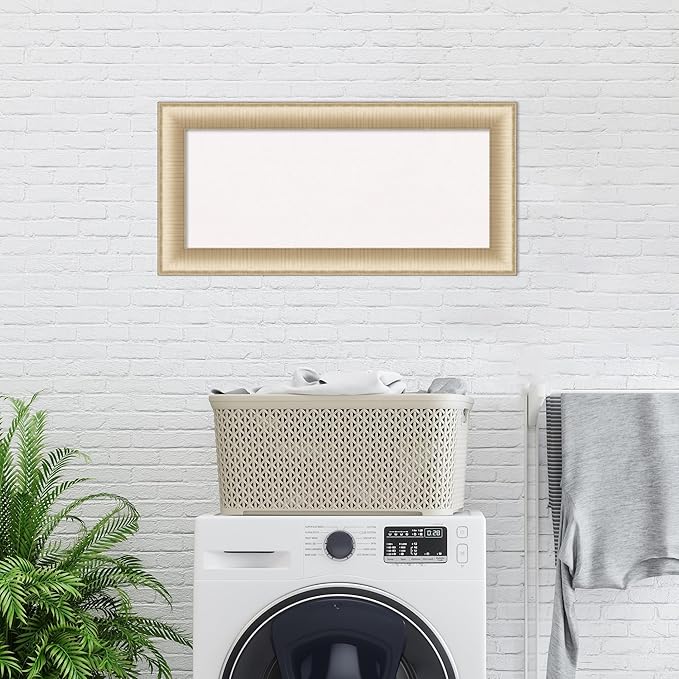 Amanti Art White Cork Board for Wall, 17x35 Vision Board with Gold Frame, Medium Corkboard Office Decor for Home Organization, Casual Corkboard Pinboard to Display Items for Home Organization in