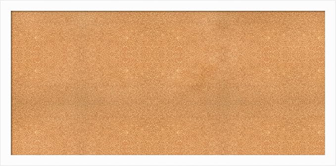 Amanti Art Natural Cork Board for Wall, 31x63 Vision Board with White Frame, Oversize Corkboard Office Decor for Home Organization, Casual Corkboard Pinboard to Display Items for Home Organization in