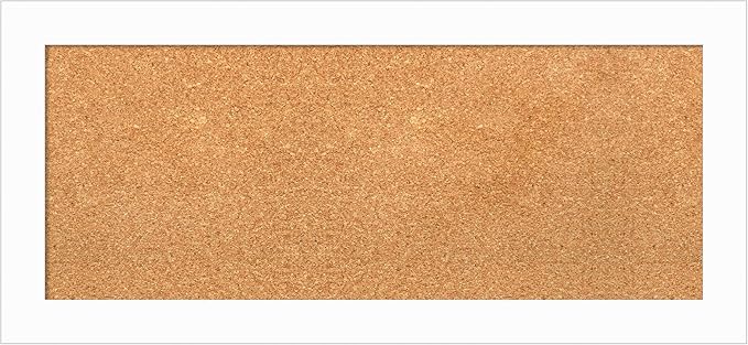 Amanti Art Natural Cork Board for Wall, 15x33 Vision Board with White Frame, Medium Corkboard Office Decor for Home Organization, Casual Corkboard Pinboard to Display Items for Home Organization in