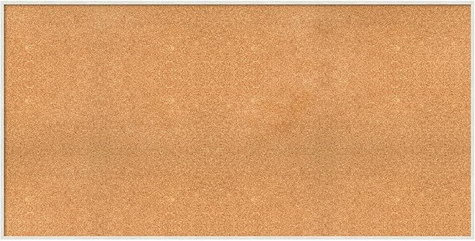 Amanti Art Natural Cork Board for Wall, 29x57 Vision Board with White Frame, Oversize Corkboard Office Decor for Home Organization, Modern Corkboard Pinboard to Display Items for Home Organization in