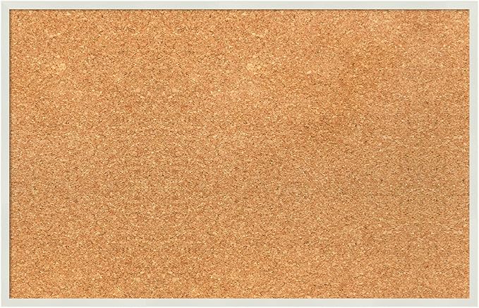 Amanti Art Natural Cork Board for Wall, 15x23 Vision Board with White Frame, Small Corkboard Office Decor for Home Organization, Modern Corkboard Pinboard to Display Items for Home Organization in