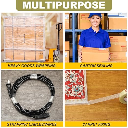 Treela 20 Rolls 1 Inch x 60 Yards Filament Strapping Tape Transparent Reinforced Fiberglass 5.5 Mil Heavy Duty Packing Shipping Tape for Sealing Binding Fixing