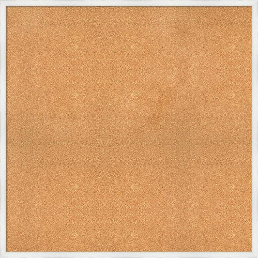 Amanti Art Natural Cork Board for Wall, 35x35 Vision Board with White Frame, Oversize Corkboard Office Decor for Home Organization, Country Rustic Corkboard Pinboard to Display Items for Home