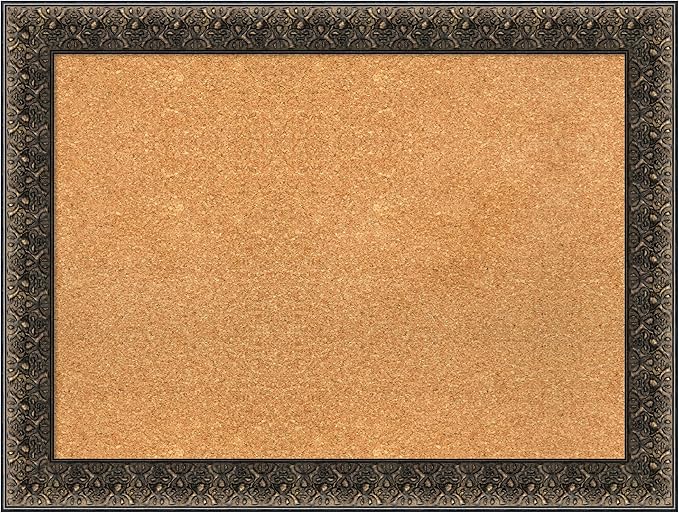 Amanti Art Natural Cork Board for Wall, 25x33 Vision Board with Black Wood Frame, Medium Corkboard Office Decor for Home Organization, Traditional Corkboard Pinboard to display items for home