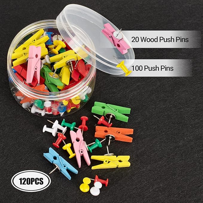 AKTOP Black Cork Bulletin Board 12x12, 1/2" Thick Felt Cork Board Tiles 12 Pack, Small Square Pin Board for Wall, Self Adhesive Corkboards with 120 Push Pin Wood Clips for School, Home & Office