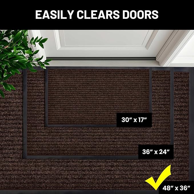 Sierra Concepts Front Door Mat X-Large Welcome Floor Mats - Entryway Indoor Outdoor Entrance Doormat, Patio, Porch, Muddy Dog Shoe, Inside Outside Low Profile 48x36in, 2-Pack Dark Brown