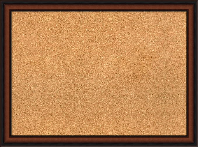 Amanti Art Natural Cork Board for Wall, 23x31 Vision Board with Brown Wood Frame, Medium Corkboard Office Decor for Home Organization, Traditional Corkboard Pinboard to display items for home