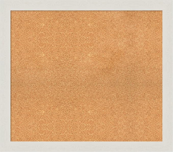 Amanti Art Natural Cork Board for Wall, 29x33 Vision Board with White Frame, Large Corkboard Office Decor for Home Organization, Country Rustic Corkboard Pinboard to Display Items for Home