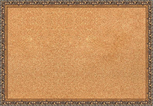 Amanti Art Natural Cork Board for Wall, 18x26 Vision Board with Bronze Frame, Medium Corkboard Office Decor for Home Organization, Traditional Corkboard Pinboard to Display Items for Home