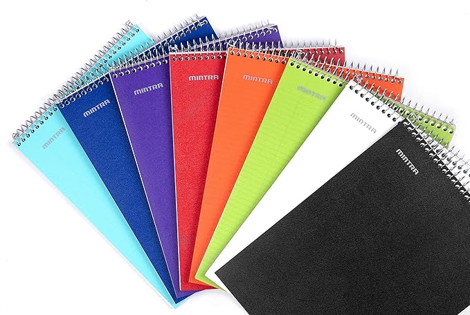 Mintra Office TOP BOUND Durable Spiral Notebooks (White, College Ruled 3pk)