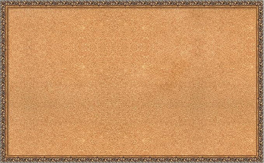 Amanti Art Natural Cork Board for Wall, 26x42 Vision Board with Bronze Frame, Large Corkboard Office Decor for Home Organization, Traditional Corkboard Pinboard to Display Items for Home Organization