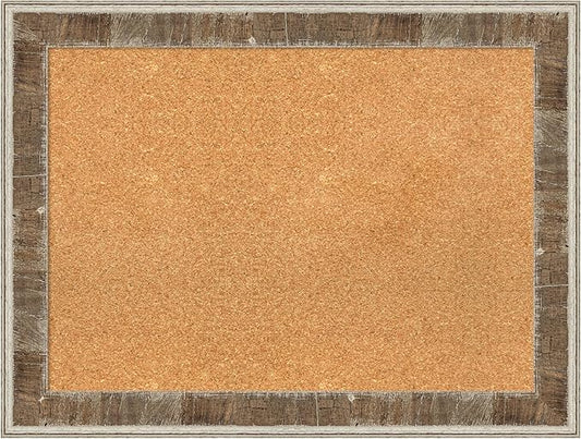 Amanti Art Natural Cork Board for Wall, 25x33 Vision Board with Brown Wood Frame, Medium Corkboard Office Decor for Home Organization, Rustic Farmhouse Corkboard Pinboard to display items for home