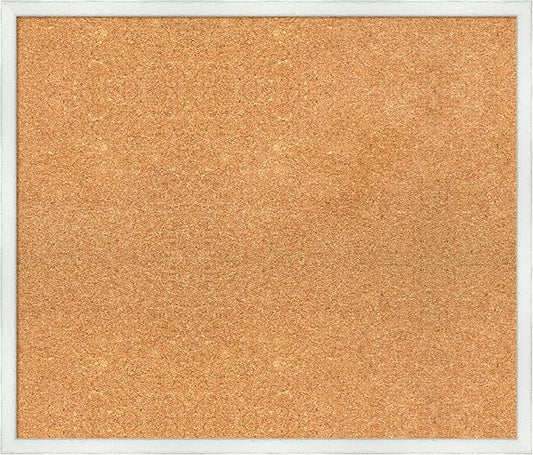 Amanti Art Natural Cork Board for Wall, 23x27 Vision Board with White Frame, Medium Corkboard Office Decor for Home Organization, Country Rustic Corkboard Pinboard to Display Items for Home
