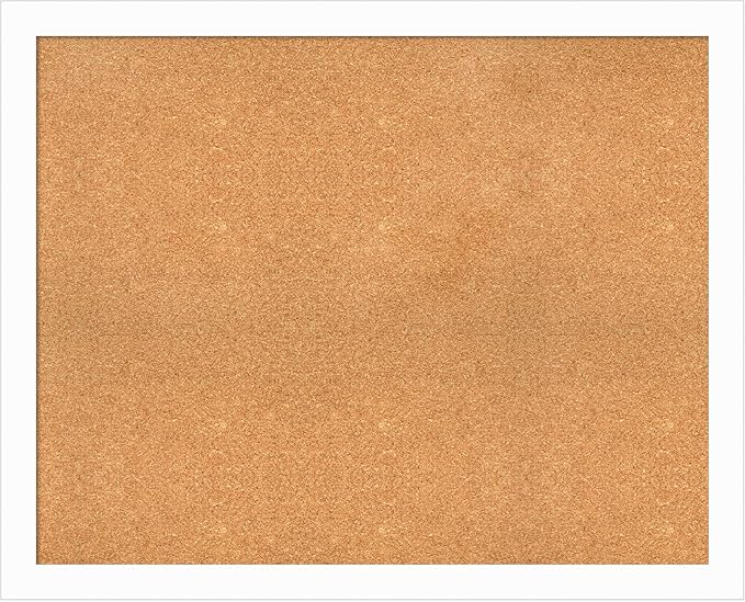 Amanti Art Natural Cork Board for Wall, 33x41 Vision Board with White Frame, X-Large Corkboard Office Decor for Home Organization, Casual Corkboard Pinboard to Display Items for Home Organization in