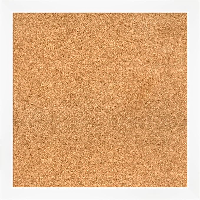 Amanti Art Natural Cork Board for Wall, 31x31 Vision Board with White Frame, Large Corkboard Office Decor for Home Organization, Modern Corkboard Pinboard to Display Items for Home Organization in