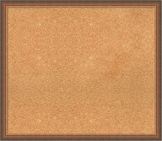 Amanti Art Natural Cork Board for Wall, 26x30 Vision Board with Bronze Frame, Large Corkboard Office Decor for Home Organization, Modern Corkboard Pinboard to Display Items for Home Organization in