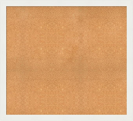 Amanti Art Natural Cork Board for Wall, 39x43 Vision Board with White Frame, Oversize Corkboard Office Decor for Home Organization, Casual Corkboard Pinboard to Display Items for Home Organization in
