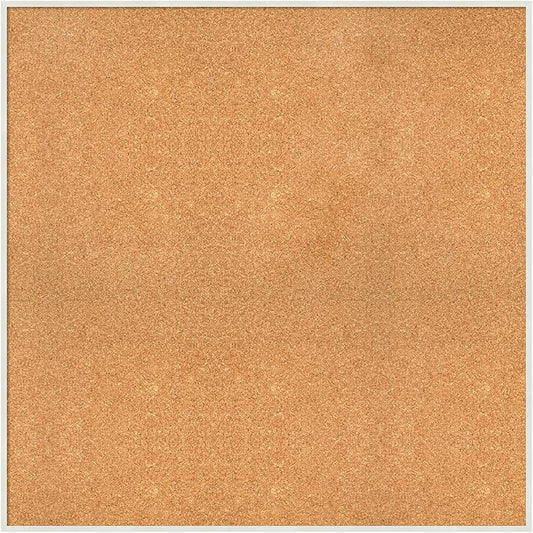 Amanti Art Natural Cork Board for Wall, 35x35 Vision Board with White Frame, Oversize Corkboard Office Decor for Home Organization, Modern Corkboard Pinboard to Display Items for Home Organization in