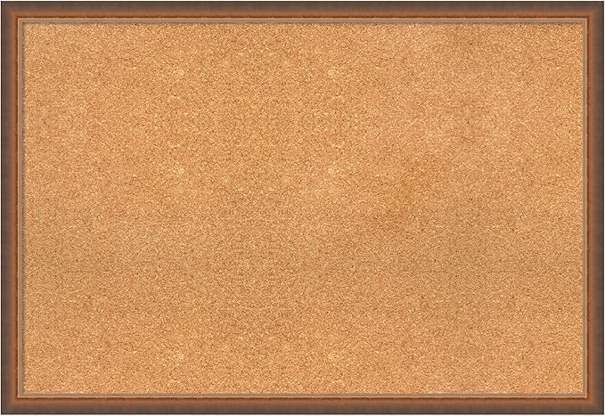 Amanti Art Natural Cork Board for Wall, 26x38 Vision Board with Bronze Frame, Large Corkboard Office Decor for Home Organization, Modern Corkboard Pinboard to Display Items for Home Organization in