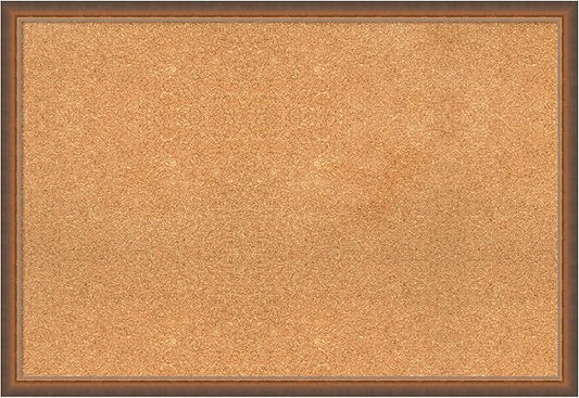 Amanti Art Natural Cork Board for Wall, 26x38 Vision Board with Bronze Frame, Large Corkboard Office Decor for Home Organization, Modern Corkboard Pinboard to Display Items for Home Organization in
