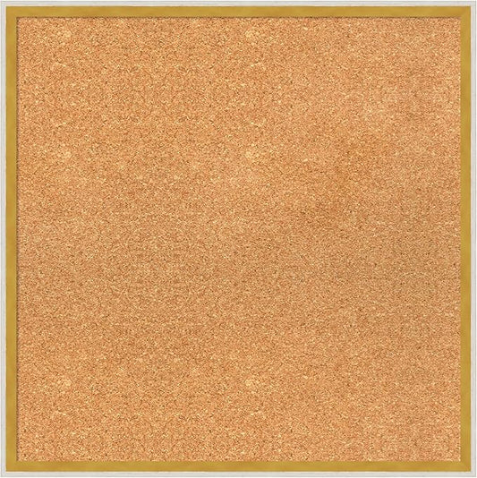 Amanti Art Natural Cork Board for Wall, 23x23 Vision Board with White Frame, Medium Corkboard Office Decor for Home Organization, Modern Corkboard Pinboard to Display Items for Home Organization in