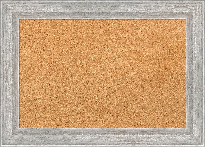 Amanti Art Natural Cork Board for Wall, 15x21 Vision Board with Silver Wood Frame, Small Corkboard Office Decor for Home Organization, Modern Corkboard Pinboard to Display Items for Home Organization