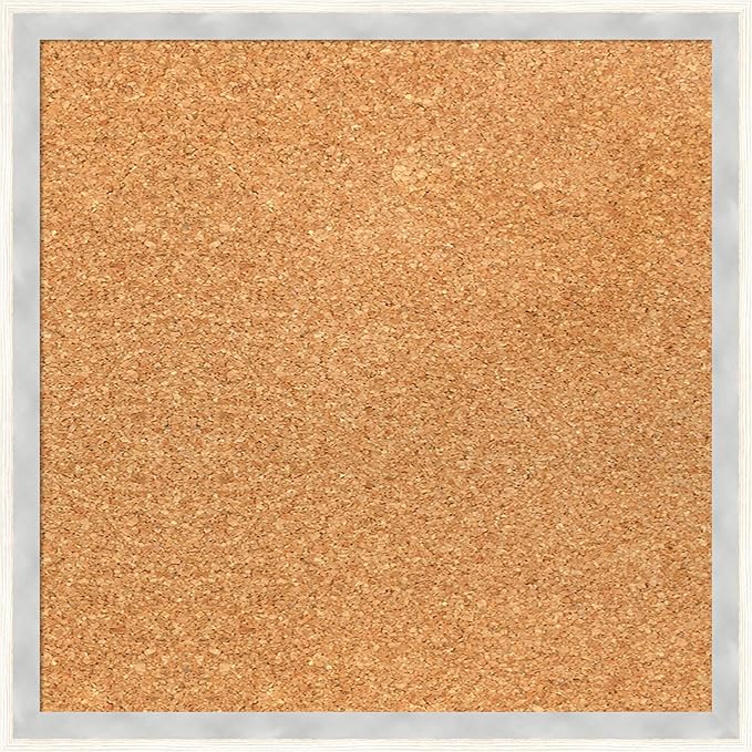 Amanti Art Natural Cork Board for Wall, 15x15 Vision Board with White Frame, Small Corkboard Office Decor for Home Organization, Modern Corkboard Pinboard to Display Items for Home Organization in