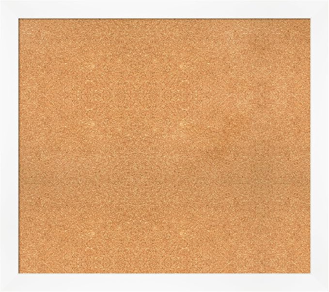 Amanti Art Natural Cork Board for Wall, 31x35 Vision Board with White Frame, Large Corkboard Office Decor for Home Organization, Modern Corkboard Pinboard to Display Items for Home Organization in
